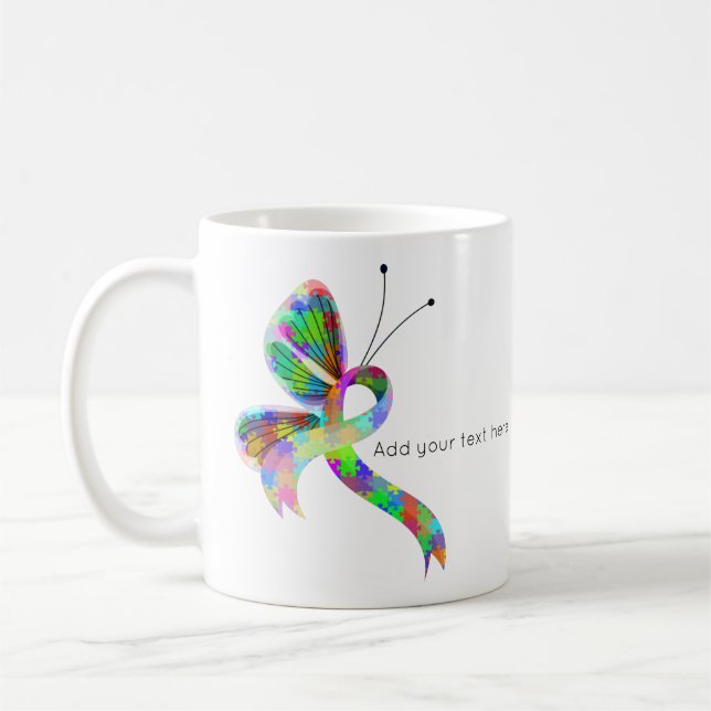 Caneca De Café Quebra-cabeça Sensibilização Fita Borboleta Café (Esquerda)