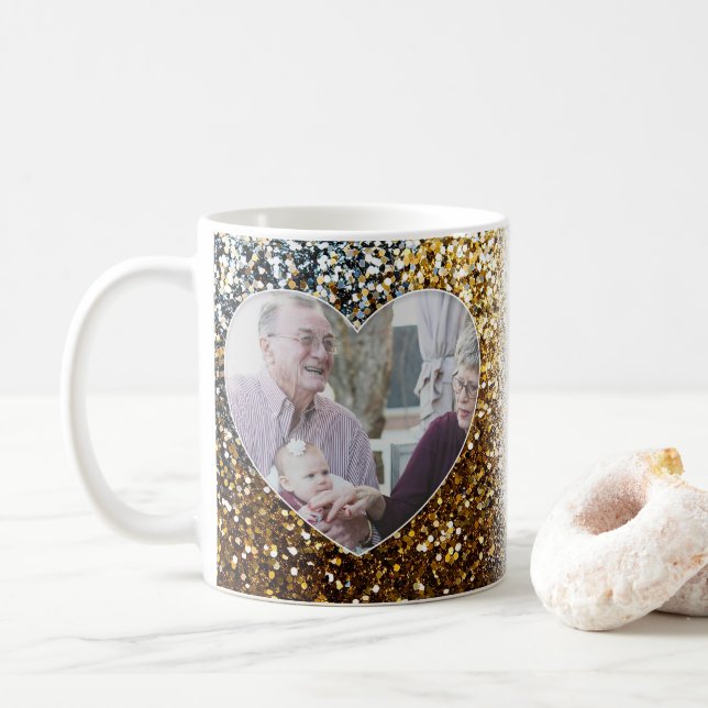 Caneca De Café Quebra de Foto da Foto da Glitter (Com Donut)