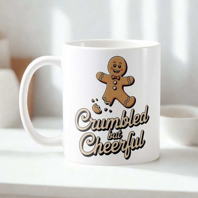 Caneca De Café Quebrado mas Alegre | Humor de Resistência de Nata (Criador carregado)