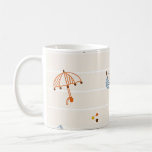 Caneca De Café Queda da estação: rabiscos listrados coloridos.