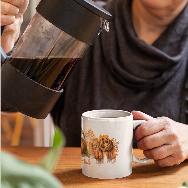 Caneca De Café Queda de Aquarela/Abóbora de Bomba de outono (Prepare for autumn with this cozy mug, perfect for both hot and cold beverages!)