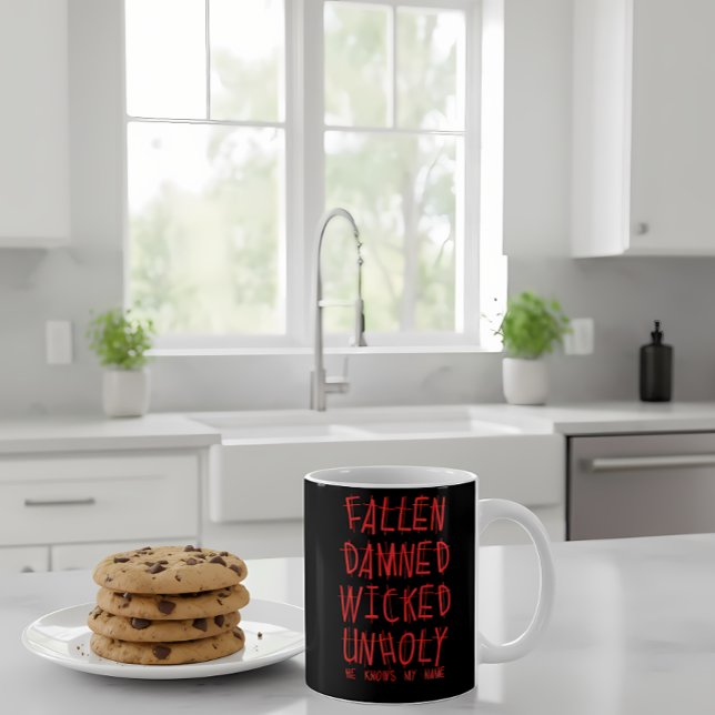 Caneca De Café Queda de Design religioso malvado (Criador carregado)