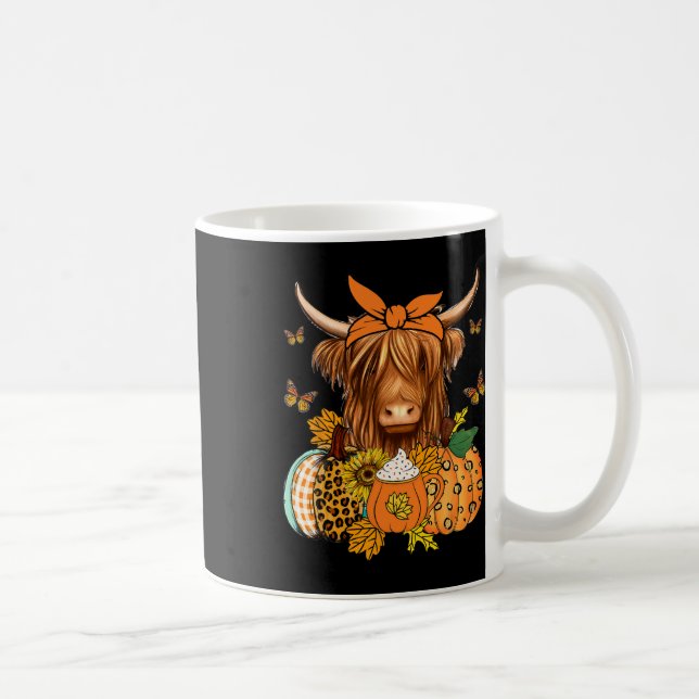 Caneca De Café Queda De Vaca E Deixa Pumpkins No Outono De Ação D (Direita)