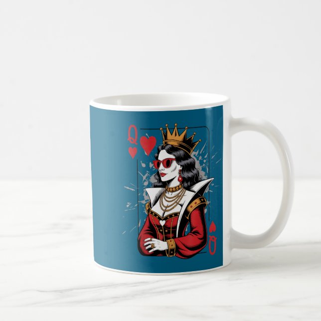 Caneca De Café Queen Card Hearts Valentines Friends (Direita)