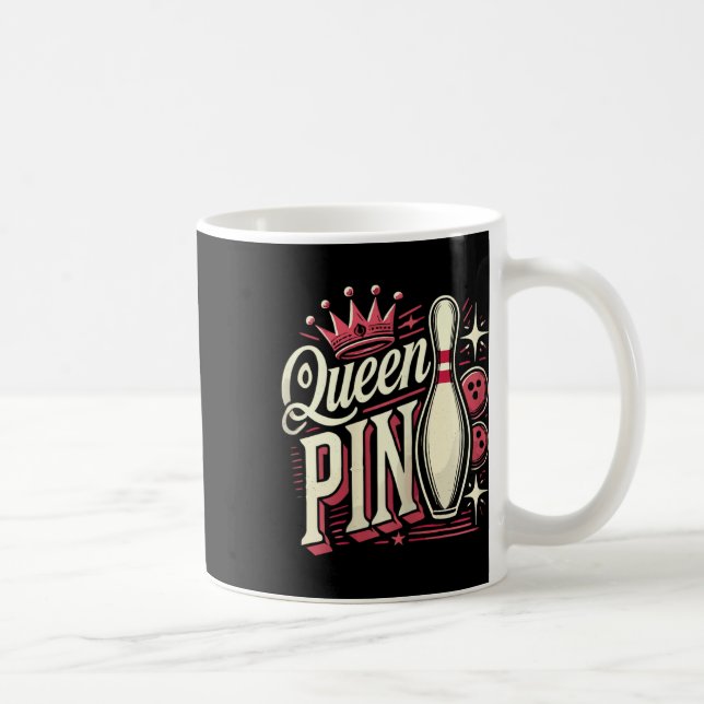 Caneca De Café Queen Pin Shirt Bowler Bowling League For Bowling  (Direita)