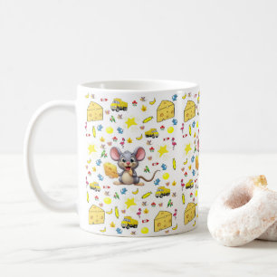 Caneca De Café Queijo de Rato Gato Pássaro Caminhões Amarelos Est