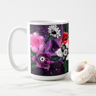 Caneca De Café Queijo-preto-rosado-branco-palha-margarida-rosada-