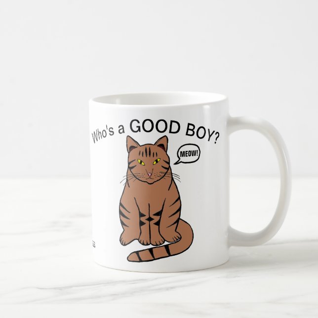 Caneca De Café Quem é um BOY? Brown Tabby Cat (Direita)