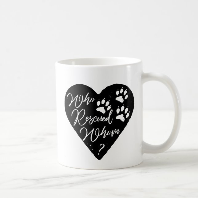 Caneca De Café Quem Resgatou Quem A Pata De Cão Imprime Pet Love (Direita)