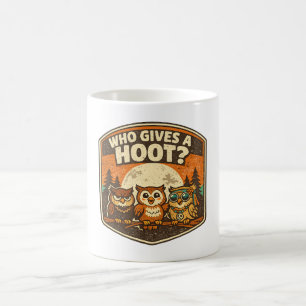 Caneca De Café Quem se Importa Design Divertido de Corujas em Est