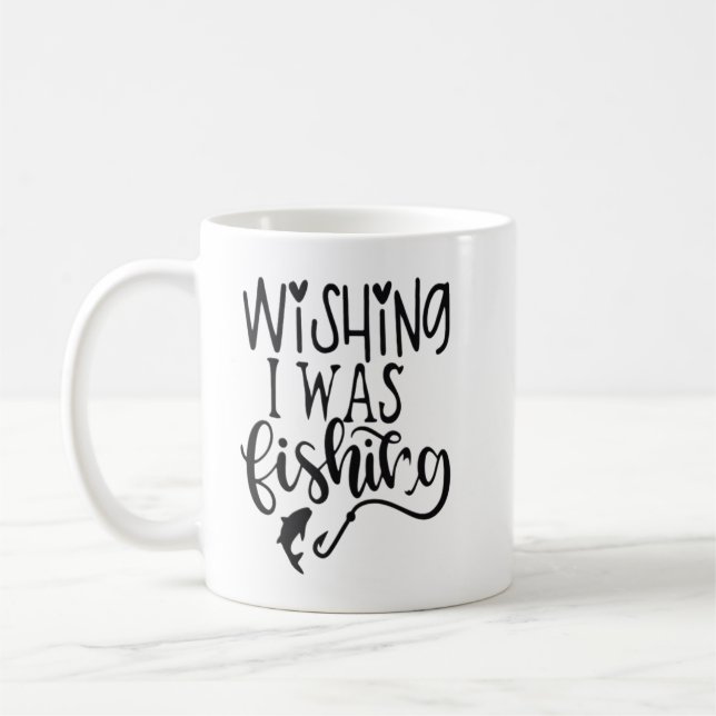 Caneca De Café Queria estar pescando (Esquerda)