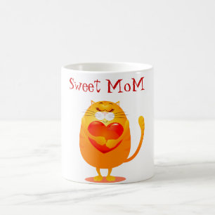 Caneca De Café Querida mãe, gato engraçado apaixonado