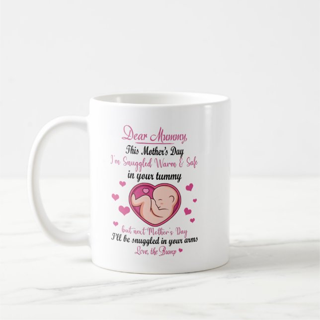 Caneca De Café Querida Mamãe neste dia das mães estou aconchegado (Esquerda)
