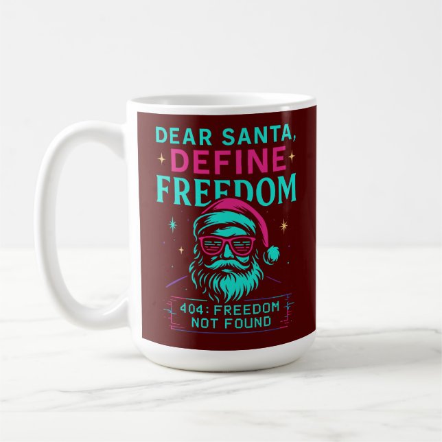 Caneca De Café Querido Papai Noel Defina Liberdade Design Retro (Esquerda)