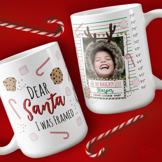 Caneca De Café Querido Papai Noel (Eu fui enquadrado) Natal engra (Criador carregado)