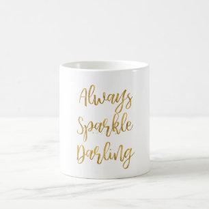 Caneca De Café Querido Sparkle Dourado