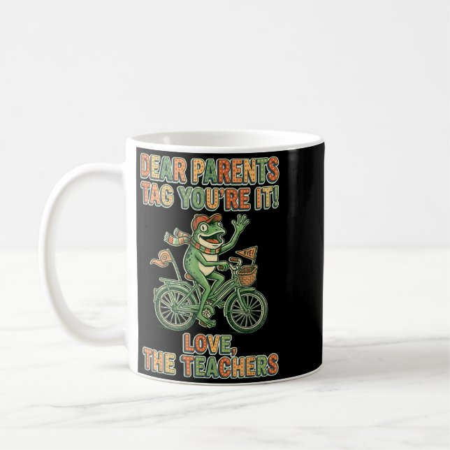 Caneca De Café Queridos Pais Marque Amor Os Professores Gráfico (Esquerda)