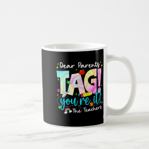 Caneca De Café Queridos pais tag amor professor último dia de esc