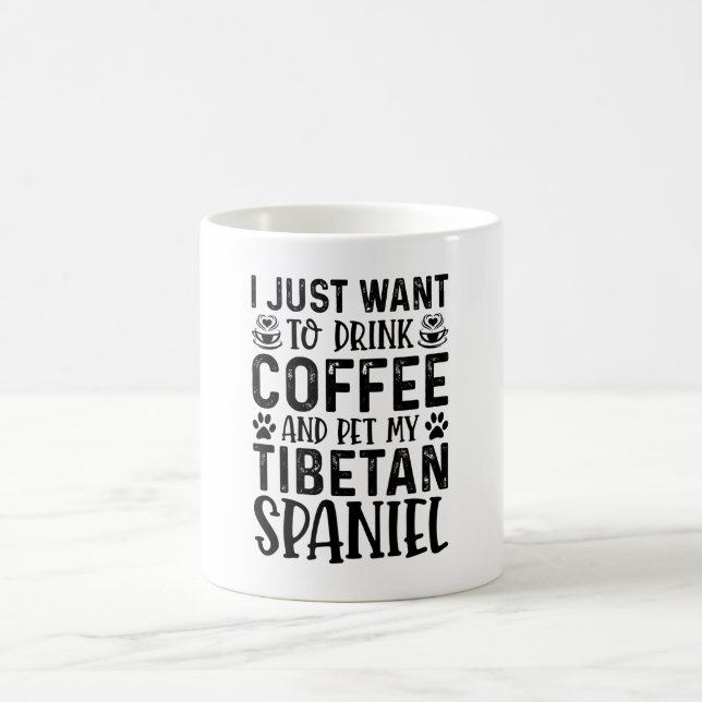 Caneca De Café Quero acariciar meu Spaniel Tibetano (Centro)