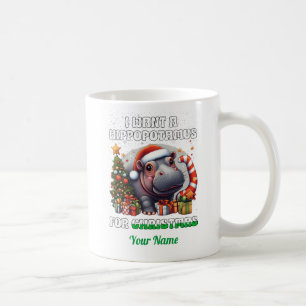 Caneca De Café Quero um hipopótamo para o Natal 01