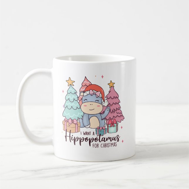 Caneca De Café Quero um Hippopotamus no Natal (Esquerda)