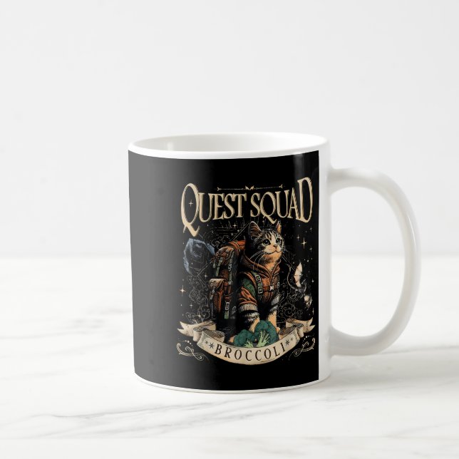 Caneca De Café Quest Fantasy Squad Broccoli Kitten Engraçado Cat (Direita)