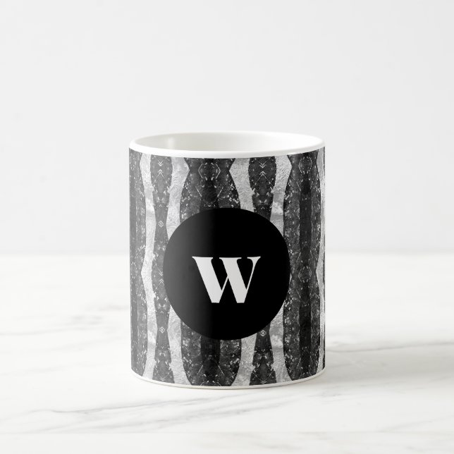 Caneca De Café Quic, preto e branco, monograma ortográfico (Centro)