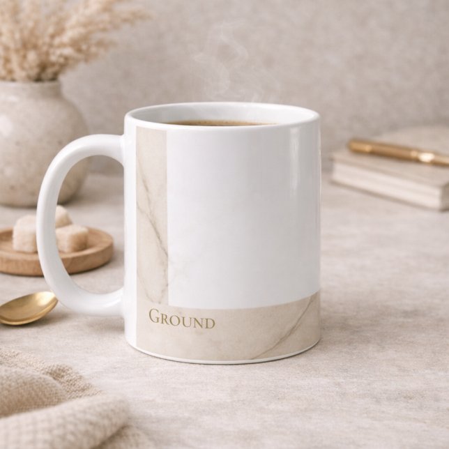 Caneca De Café Quiet Marble Ground Mug Classic Mug, 11 oz (Off center marble detail defines clean mornings and open desk spaces)