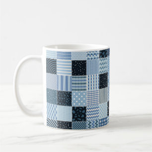 Caneca De Café Quilt design. Padrão de retalhamento sem costura 