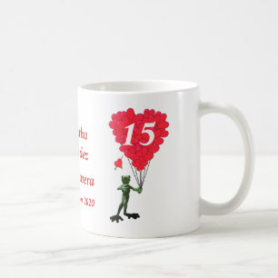 Caneca De Café Quinceanera, sapo romântico personalizado