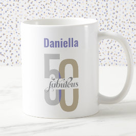 Caneca De Café Quinquenta e fabuloso 50º aniversário Personalizad