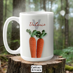 Caneca De Café Quirky Amigurumi Minimalist Crochet Carrots Name