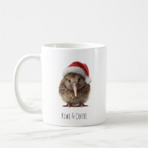 Caneca De Café Quirky Kiwi de Natal com Chapéu Vermelho de Papai