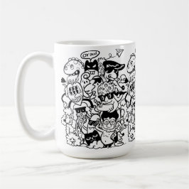 Caneca De Café Quirky Personagem de desenho animado Crowd
