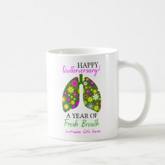 Caneca De Café Quit Smoking Anniversary Quote with Floral Lungs