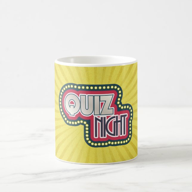 Caneca De Café Quiz Night Trivia Party Yellow Sunburst (Centro)