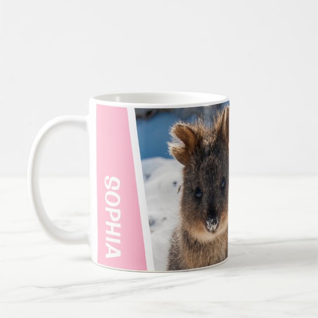 Caneca De Café Quokka on the Beach Australia Cute Animal Photo (Esquerda)