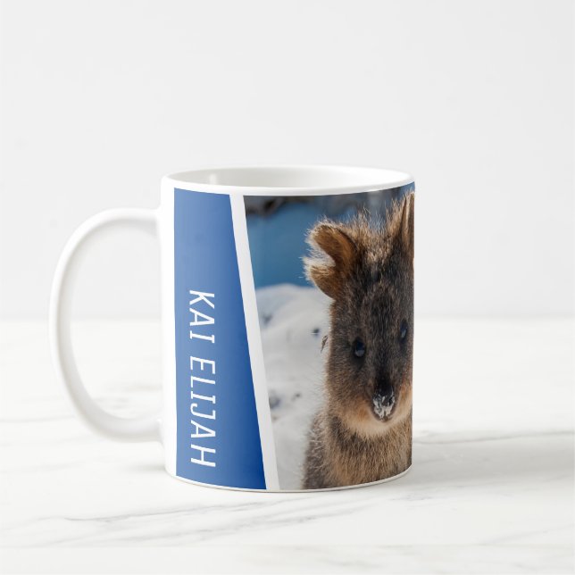 Caneca De Café Quokka on the Beach Australia Cute Animal Photo (Esquerda)