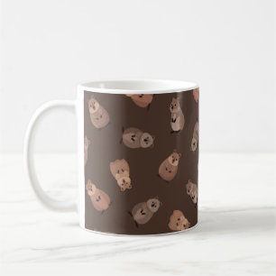 Caneca De Café Quokkas Ilustrados em Marrom Escuro
