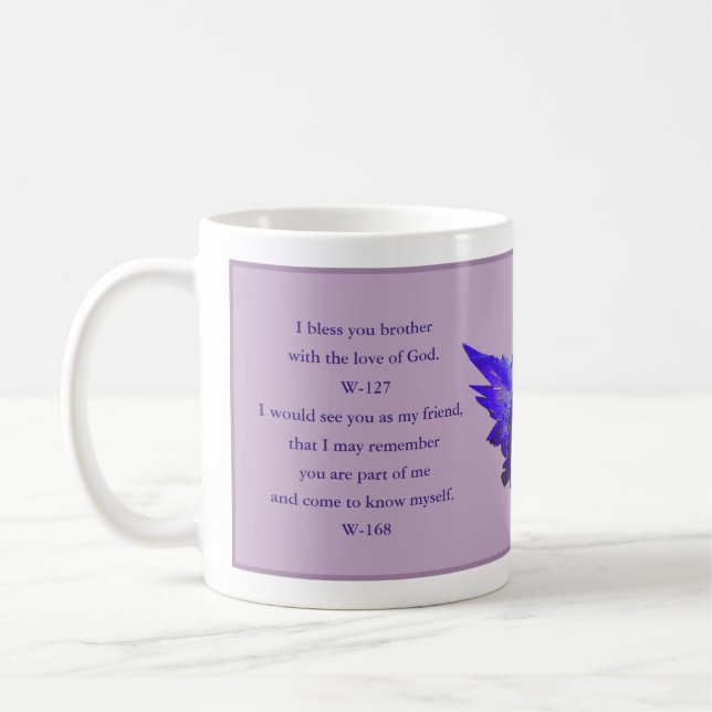 Caneca De Café Quote Mug, Perdão ACIM Gift, Anjo Roxo (Esquerda)