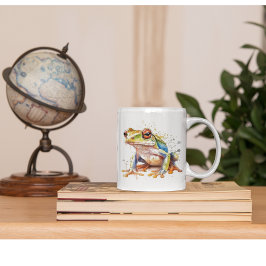 Caneca De Café Rã Árvore Azul Dourada