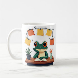 Caneca De Café Rã Pensativa Adesivo - Humor de Introvertido Engra