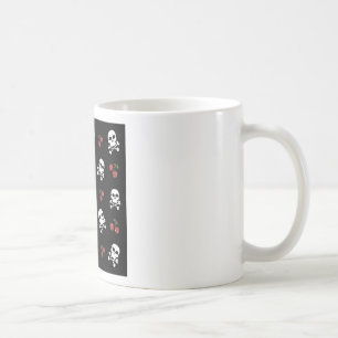 Caneca De Café RAB Rockabilly Caveiras e Cerejas em Preto