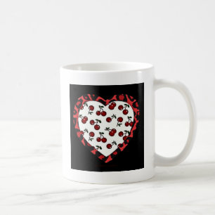 Caneca De Café RAB Rockabilly Cherries Leopard Print Heart