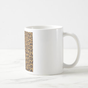 Caneca De Café RAB Rockabilly Estampa de Leopardo Marrom Dourado