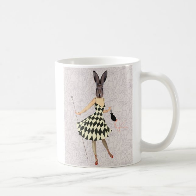 Caneca De Café Rabbit em vestido branco preto 2 (Direita)