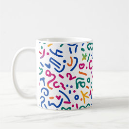 Caneca De Café Rabisco divertido formas vibrantes coloridas