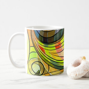 Caneca De Café Rabo Marrom Amarelo e de outono com Linhas Pretas