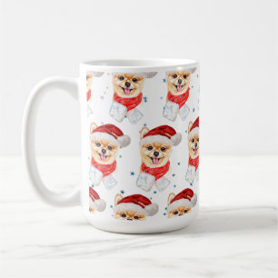 Caneca De Café Raça de Cão Pomerânia Estrelas de Natal