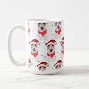 Caneca De Café Raça de Cão Wire Fox Terrier Estrelas de Natal